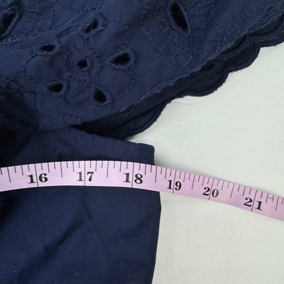 Crown & Ivy XL Navy Eyelet Cotton Flutter Smocked Back Maxi Dress Cottage Preppy - Picture 12 of 13